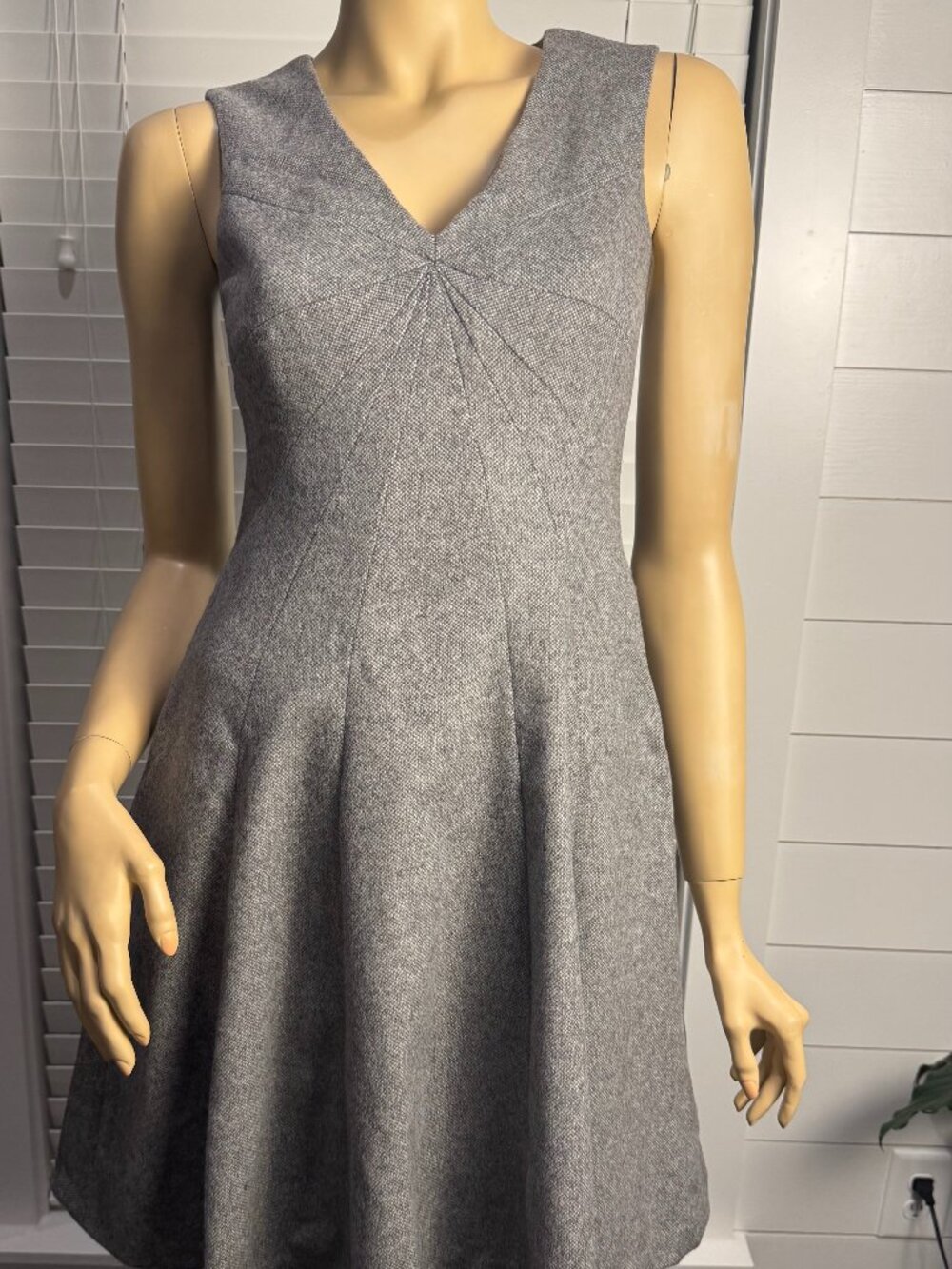 Adam Lippes 70WB752 Grey Midi Sleeveless V Neck Paneling Evening Dress